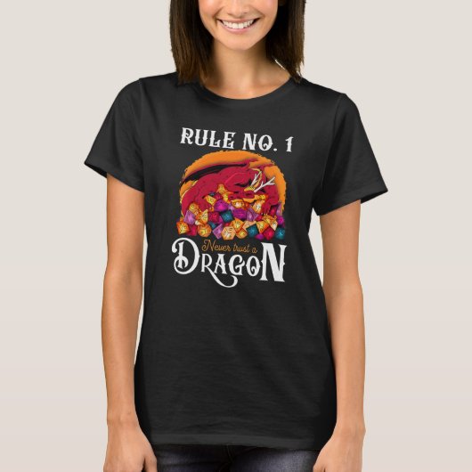 Dungeon Dice Shirt Never Trust A Dragon RPG Gamers (Voorkant)