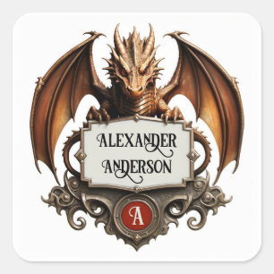 Dungeon Dragon personaliseren Vierkante Sticker