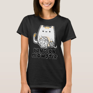 Dungeon Meowster Cute Cat D20 Dice BoardGame Nerd T-shirt
