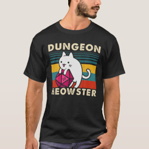 Dungeon Meowster Funny Dnd Tabletop Gamer Cat D20 T-shirt