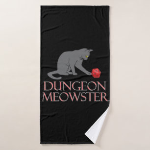 Dungeon Meowster Funny RPG Cat met Dice Badhanddoek