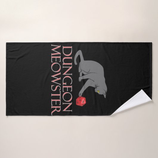 Dungeon Meowster Funny RPG Cat met Dice Badhanddoek (Badhanddoek)