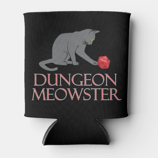 Dungeon Meowster Funny RPG Cat met Dice Blikjeskoeler (Voorkant)