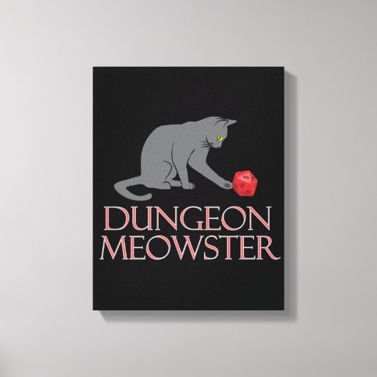 Dungeon Meowster Funny RPG Cat met Dice Canvas Afdruk (Voorkant)