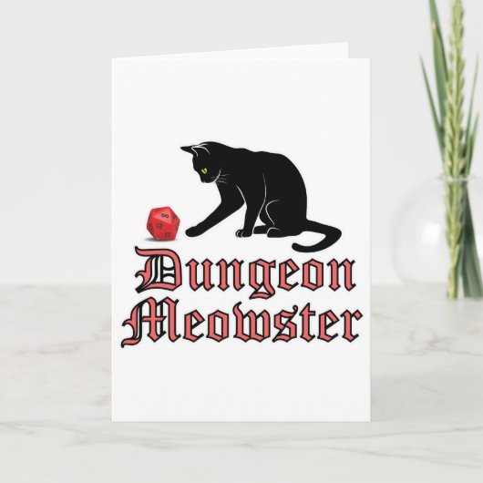 Dungeon Meowster Funny RPG Cat met Dice Kaart (Voorkant)