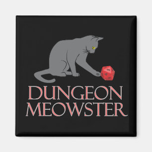 Dungeon Meowster Funny RPG Cat met Dice Magneet