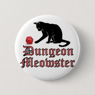 Dungeon Meowster Funny RPG Cat met Dice Ronde Button 5,7 Cm