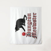 Dungeon Meowster Funny RPG Cat met Dice Wandkleed (Voorkant)