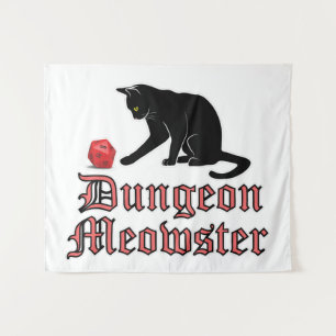 Dungeon Meowster Funny RPG Cat met Dice Wandkleed