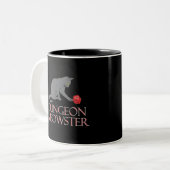 Dungeon Meowster Funny RPG Cat with Dice Tweekleurige Koffiemok (Voorkant links)