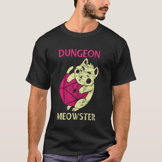 Dungeon Meowster Gamer Geek Cat Introvert T-shirt (Voorkant)