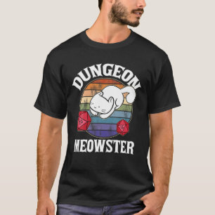Dungeon Meowster Nerdy D20 Dice Nerd Kitten Cat RP T-shirt