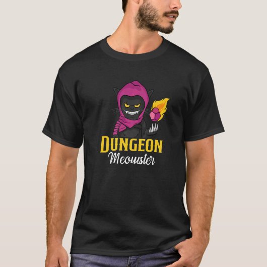 Dungeon Meowster RPG Tabletop Gaming Cat DM Dice T-shirt (Voorkant)