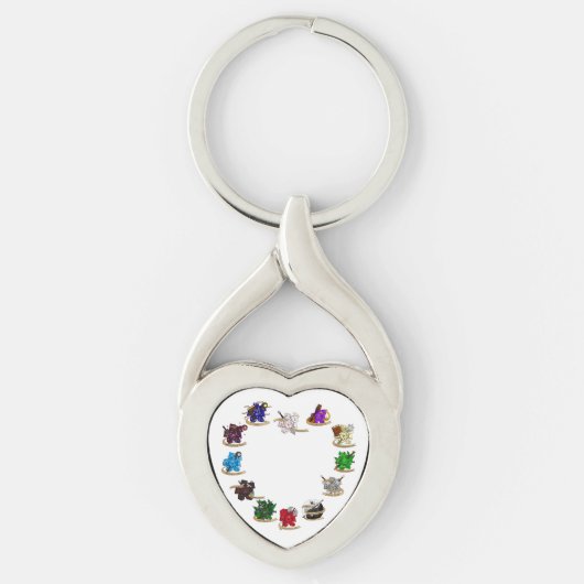 Dungeons and Dragons Class Dice Design hart Sleutelhanger (Voorkant)
