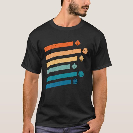 Dungeons Dice T, D20 Dragons T, Retro D20 RPG T-shirt (Voorkant)