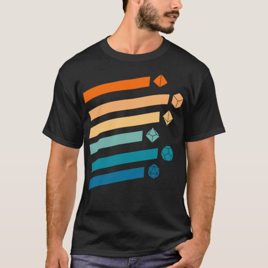 Dungeons Dice Tshirt, D20 Dragons Tshirt, Retro D2 T-shirt (Voorkant)