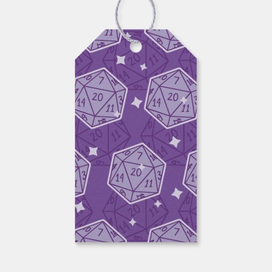 Dungeons & Dragons DnD D20 Dice Patroon Cadeaulabel (Achterkant)