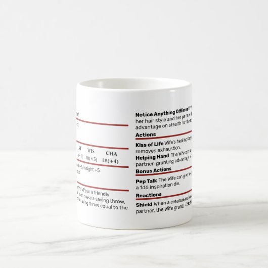 Dungeons & Dragons Femme Stat Block Mug (Centre)