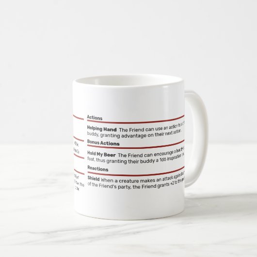 Dungeons & Dragons Friend BFF Stat Block Mug (Devant droit)