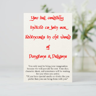 Dungeons & Dragons spel uitnodiging 2 zijdig