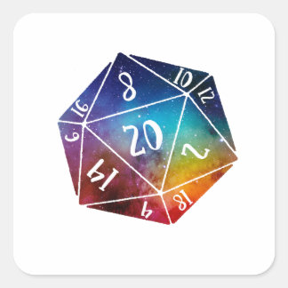 Dungeons en Dragons, D20 Vierkante Sticker