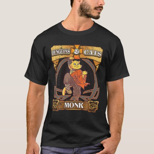 Dungeons en Katten Monk Kitten Cat Dice Nerd RPG G T-shirt (Voorkant)