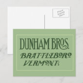 Dunham Bros. Brattleboro, carte postale VT (Devant / Derrière)
