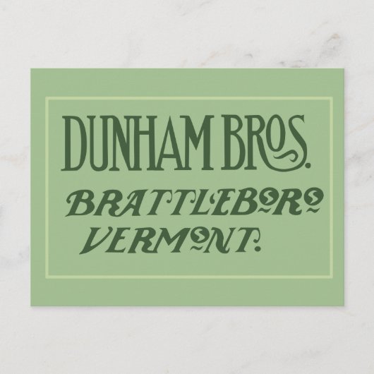 Dunham Bros. Brattleboro, carte postale VT (Devant)