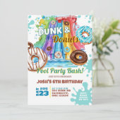 Dunk and Donut Waterslide Pool Party Verjaardag Kaart (Staand voorkant)