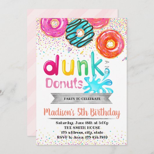 Dunk and donuts party call kaart (Voorkant / Achterkant)