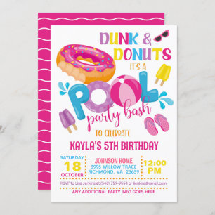 Dunk & Donuts Pool Party uitnodiging