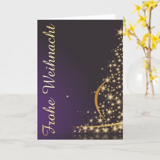 Dunkelviolettes Weihnachtsmotiv mit Weihnachtsbaum Kaart (Gele Bloem)