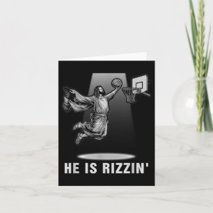 Dunking Jesus Hij is Rizzin Basketbal Pasen Chris Kaart