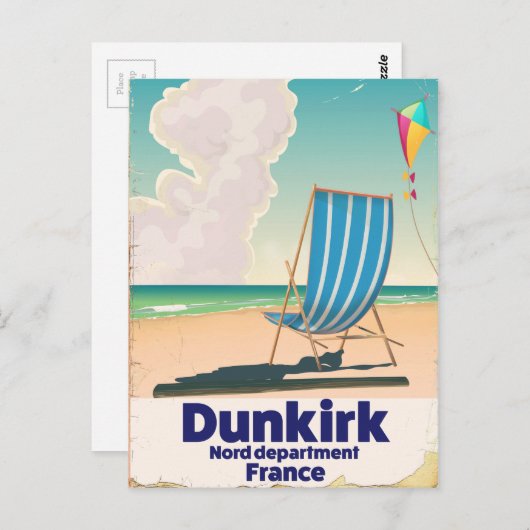 Dunkirk Beach reisposter Briefkaart (Voorkant / Achterkant)