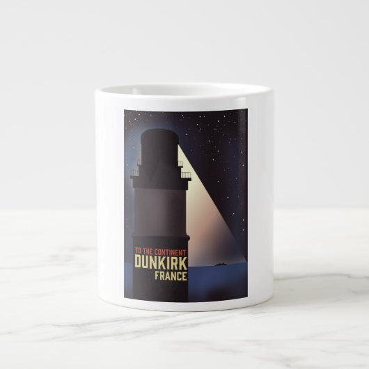 Dunkirk Vuurtoren reisposter. Extra Grote Beker (Voorkant)