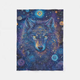 Dunkler Wolf Mandala Sternenhimmel Fleece Deken