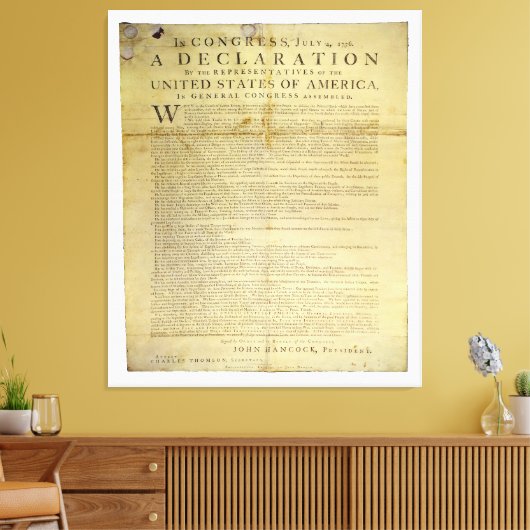 Dunlap Broadside Declaration of Independence 1774 Canvas Afdruk (Insitu (Woonkamer))