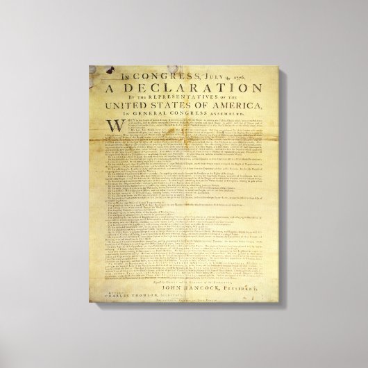 Dunlap Broadside Declaration of Independence 1774 Canvas Afdruk (Voorkant)