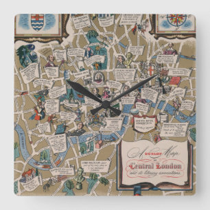Dunlop map - Literary Landmarks of Central London Vierkante Klok