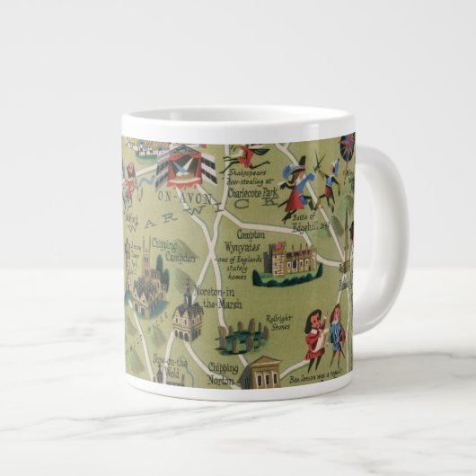 Dunlop Map of Shakespeare Country, Engeland Extra Grote Beker (Voorkant rechts)