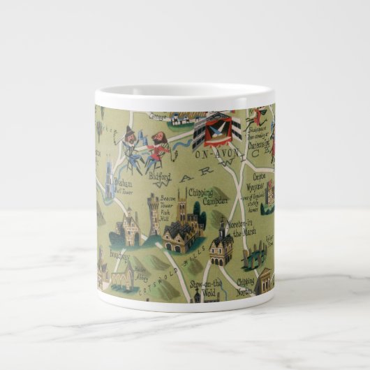 Dunlop Map of Shakespeare Country, Engeland Extra Grote Beker (Voorkant)