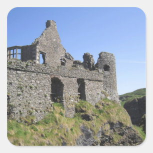 Dunluce Castle bij Bushmills en Portrush, 3 Vierkante Sticker