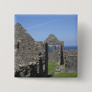 Dunluce Castle bij Bushmills en Portrush, Vierkante Button 5,1 Cm