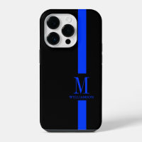 Dunne Blauwe Lijn Aangepast Monogram