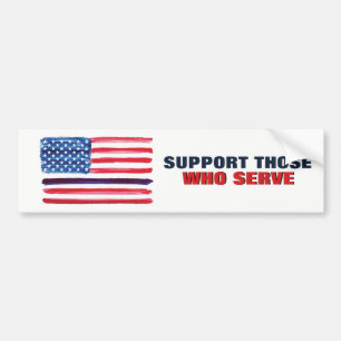 Dunne Blauwe Lijn Amerikaanse Vlag Steun Politie Bumpersticker