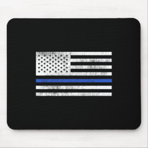 Dunne Blauwe Lijn Amerikaanse Vlag Verdedig Politi Muismat