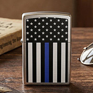 Dunne Blauwe Lijn Amerikaanse Vlag Zippo Aansteker