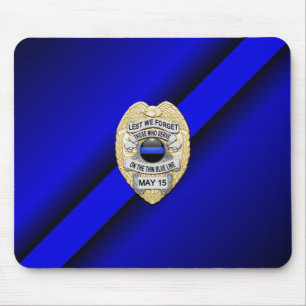 Dunne Blauwe Lijn Badge Muismat