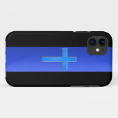 Dunne blauwe lijn en kruis Case-Mate iPhone case (Achterkant (horizontaal))