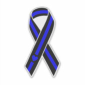 Dunne blauwe lijn hart lint sticker (Voorkant)